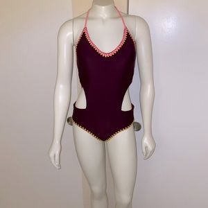 Jessica Simpson Reversible One Piece Cut Out Swimsuit